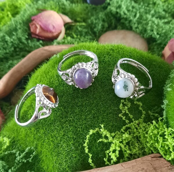 Bague Phoenix – cabochon de pierre naturelle au choix – Image 3