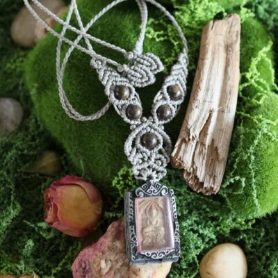 Collier Bouddha "Sibrons" - pierre sacrée & perles de bronzite