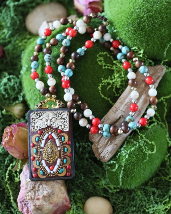 Collier mâlâ Ganesh • Bois sacré & pierres protectrices