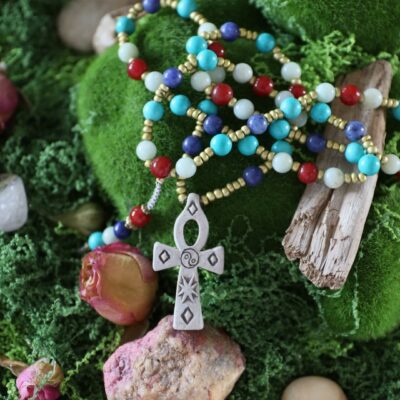 Collier mâlâ Croix de vie "Ankh" • Énergies ancestrales & équilibre