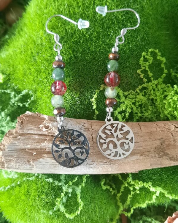 Boucles d'oreilles pendante arbre de vie