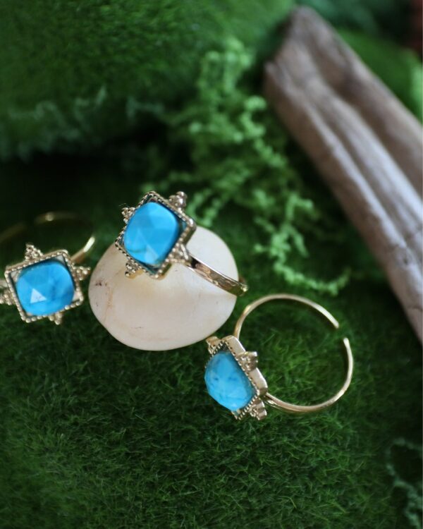 Bague ouverte "SifaKram" - Acier inoxydable et turquoise – Image 3