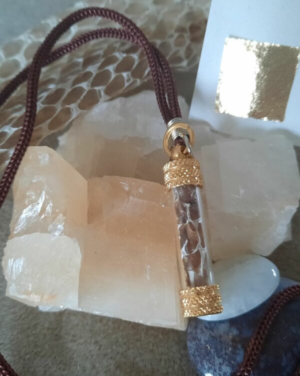 Amulette mue de serpent & feuille d’or • Transformation et renouveau – Image 2