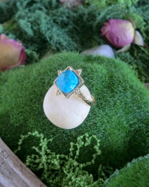 Bague ouverte "SifaKram" - Acier inoxydable et turquoise – Image 2