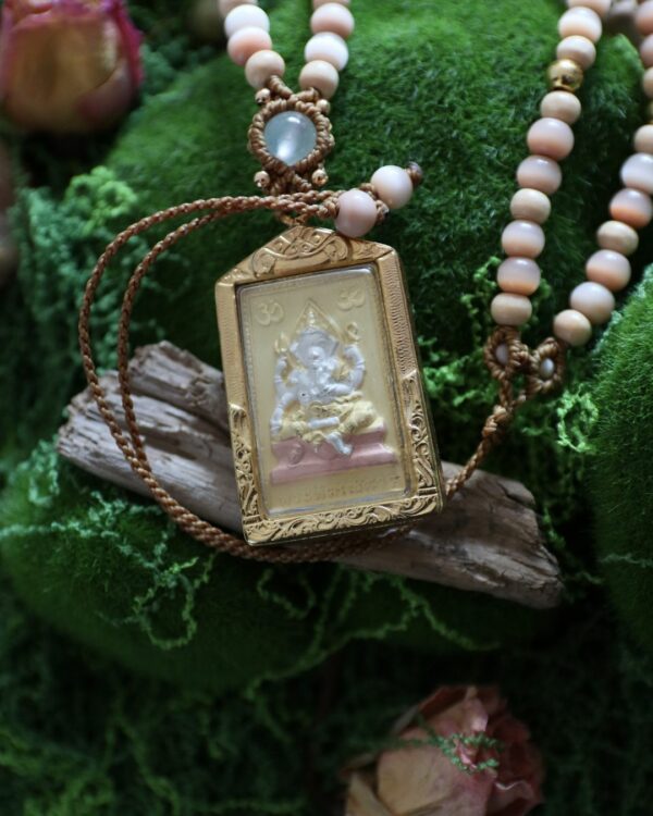 Collier Ganesh & Brahma • Sélénite lumière et purification – Image 2
