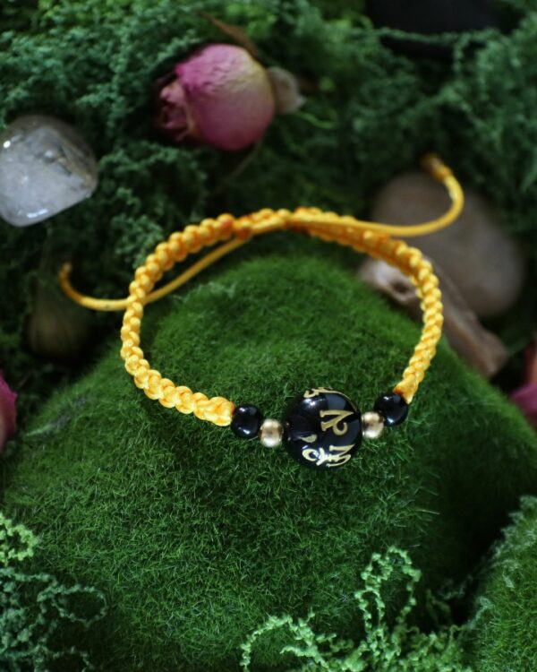 Bracelet mantra "Om" – Obsidienne et or solaire
