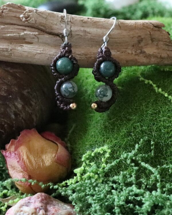 Boucles d’oreilles en agate mousse "Li Khen" – Murmures de la forêt – Image 2