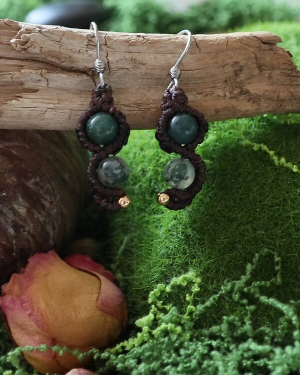 Boucles d’oreilles en agate mousse "Li Khen" – Murmures de la forêt – Image 4