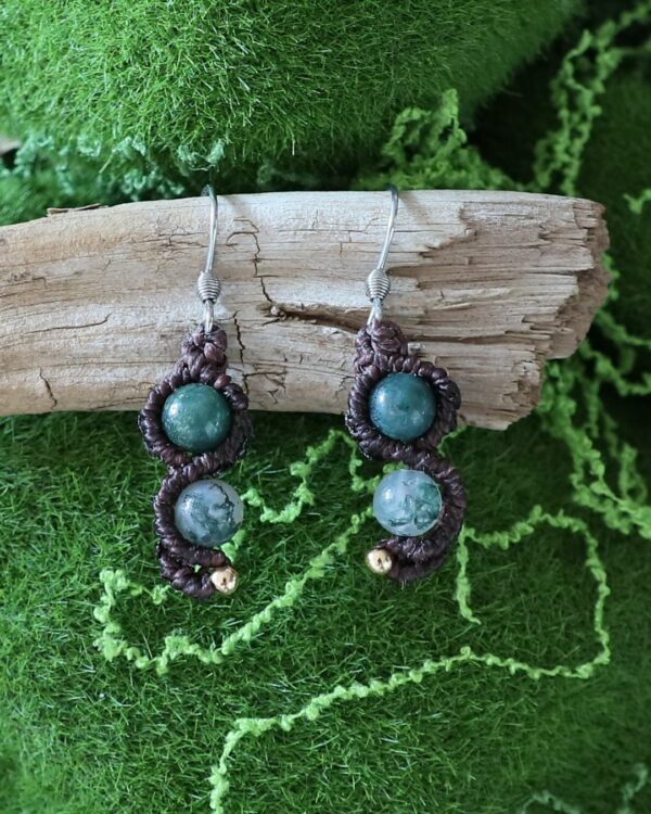 Boucles d’oreilles en agate mousse "Li Khen"