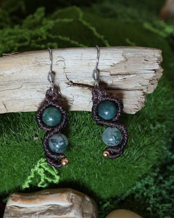 Boucles d’oreilles en agate mousse "Li Khen" – Murmures de la forêt – Image 5