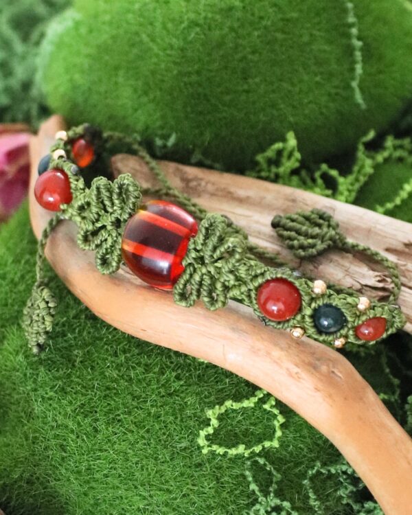 Bracelet cornaline et agate mousse "Kharneleyin"